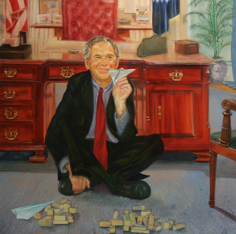 George W. Bush War Games Petrina Ryan-Kleid Painting