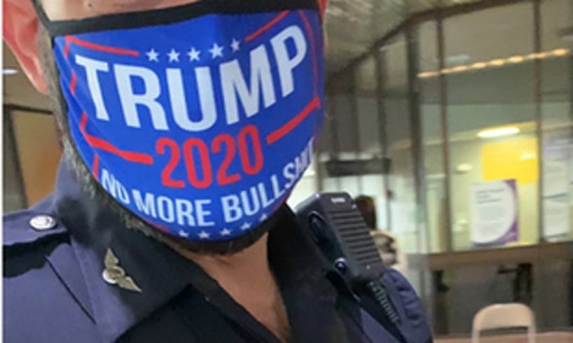 Daniel Ubeda Cop In Miami Florida Trump 2020 Mask Near Voting Site