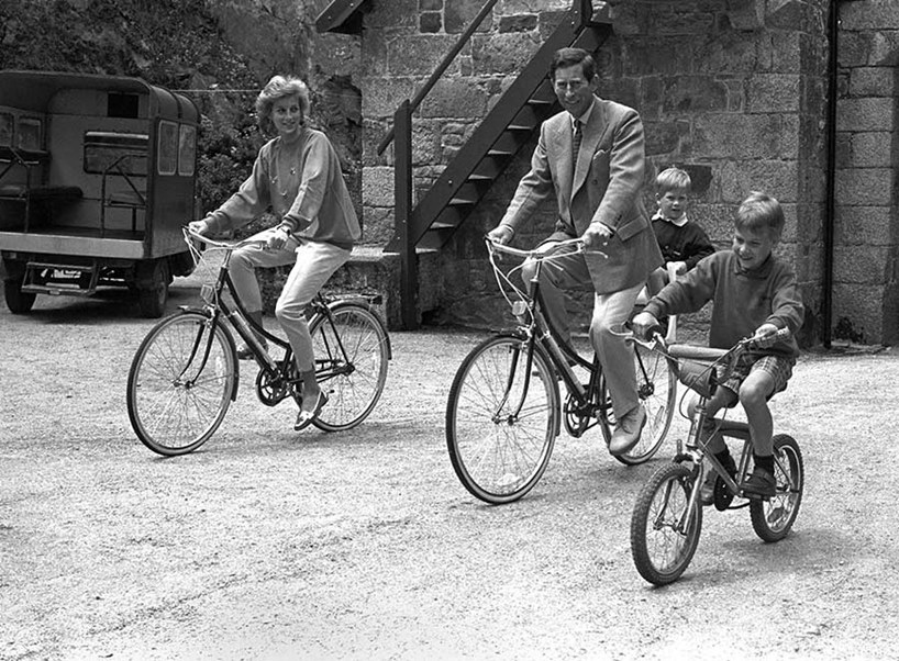 Princess Diana Prince Charles William Harry Riding Bicycles Photo