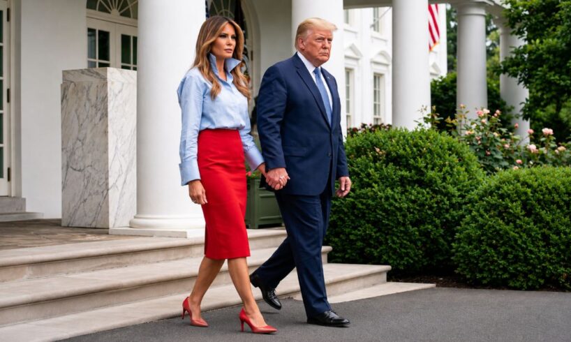 Melania Trump Donald Holding Hands at White House